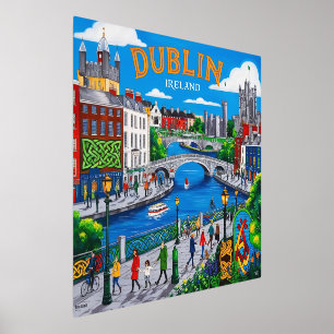 Impresión Metalizada Dublín Irlanda Viaje a la vieja usanza