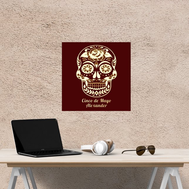 Impresión Metalizada El cráneo del azúcar Cinco de Mayo rojo tu nombre  (Subido por el creador)