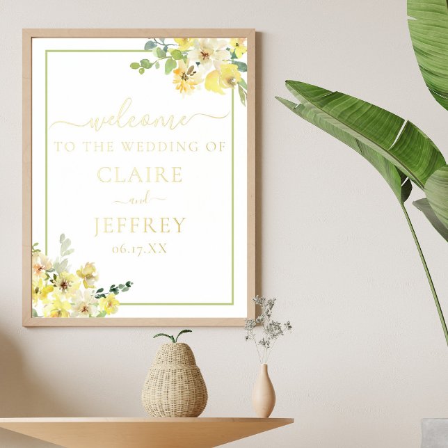 Impresión Metalizada Elegante amarillo floral sabio verde Boda dorado (Subido por el creador)