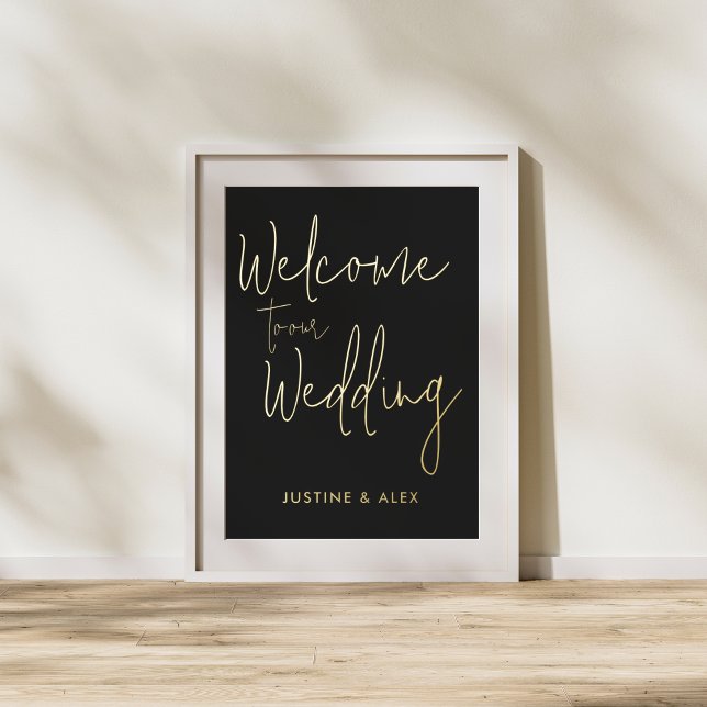 Impresión Metalizada Elegante Boda de bienvenida de la caligrafía de or (Subido por el creador)