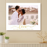 Impresión Metalizada Elegante caligrafía de amor guión Boda foto oro<br><div class="desc">Elegante caligrafía Script Amor Pareja Boda Foto Relieve metalizado dorado Poster Impresión de pared Decoración</div>