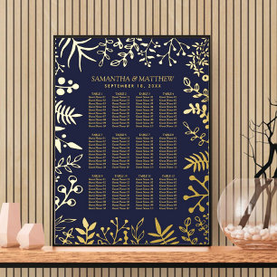 Impresión Metalizada Elegante gráfico de asientos para Bodas florales d