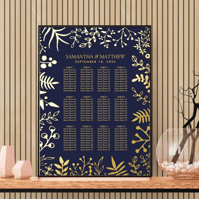 Impresión Metalizada Elegante gráfico de asientos para Bodas florales d (Subido por el creador)