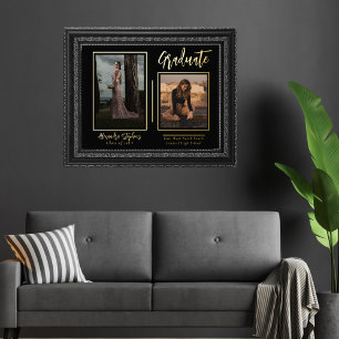 Impresión Metalizada Elegante guión moderno de graduación Texto Dos fot