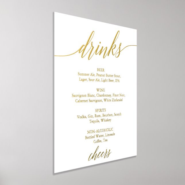 Impresión Metalizada Elegante menú de Boda de caligrafía de Relieve met (Distribución)