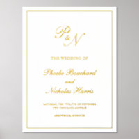 Elegante Monograma Formal Oro Boda Tradicional