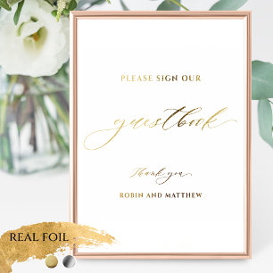 Impresión Metalizada Elegante Real Relieve metalizado Script Boda Rótul