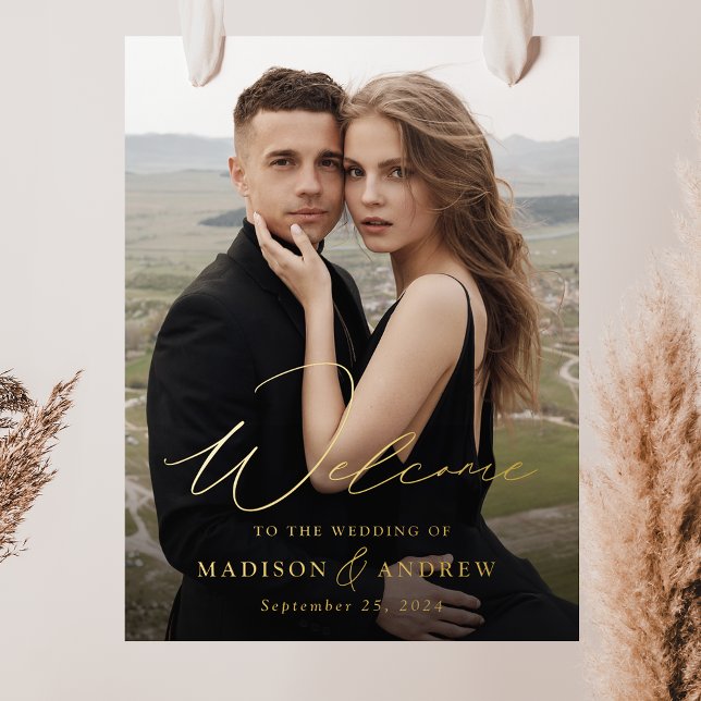 Impresión Metalizada Elegante signo de bienvenida de Boda de guión de R (Subido por el creador)
