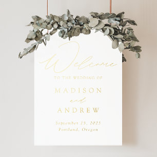 Impresión Metalizada Elegante signo de bienvenida de Boda de guión de R