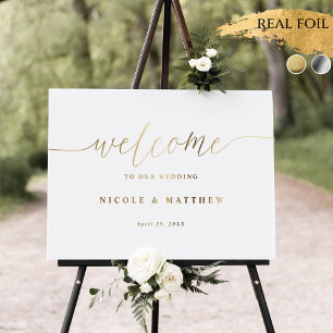 Impresión Metalizada Elegante signo de bienvenida de Boda de Relieve me
