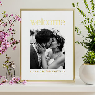 Impresión Metalizada Elegante signo de bienvenida de Boda fotográfico b