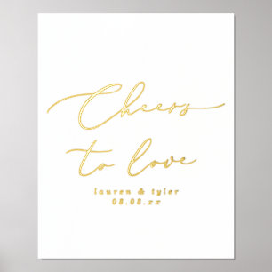 Impresión Metalizada Elegantes vítores para amar al Boda personalizado 