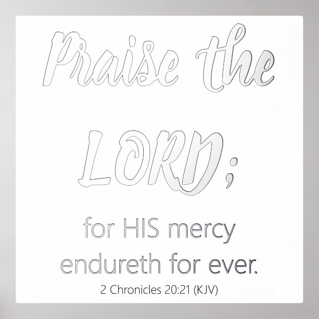 Impresión Metalizada Elogio a la Biblia del Señor Verse Plata Blanca y  (Anverso)