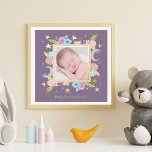 Impresión Metalizada Estrella de luna del jardín celeste Lavender Foto<br><div class="desc">Este hermoso diseño de fotos florales fue creado con mis encantadoras lunas y estrellas pintadas a mano adornadas con flores extravagantes en suaves rosados, azules, amarillos, verdes y púrpura lila sobre un suave fondo de lavanda. Encuentre más artículos de coordinación en mi Celestial Garden Over the Moon Baby Shower Collection...</div>