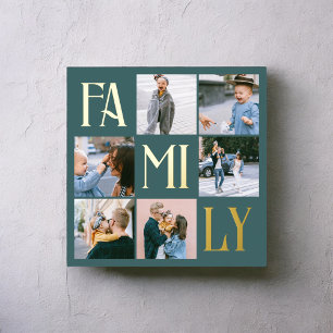 Impresión Metalizada Familia Chic Multi Foto Verde Teal
