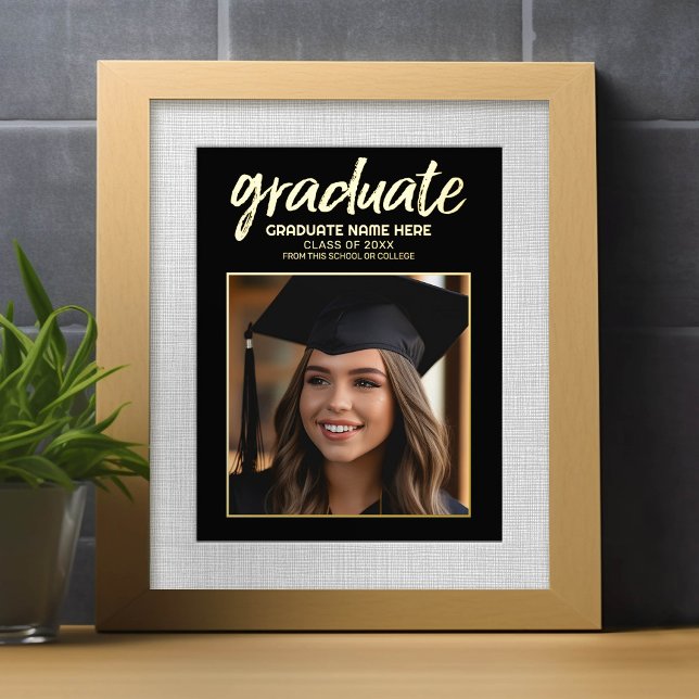 Impresión Metalizada Felicitaciones Graduado - Foto con oro (Custom Frameable Art)