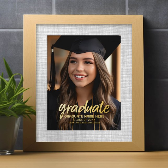 Impresión Metalizada Felicitaciones Graduado - Foto Fiesta - Texto en (Custom Frameable Art)