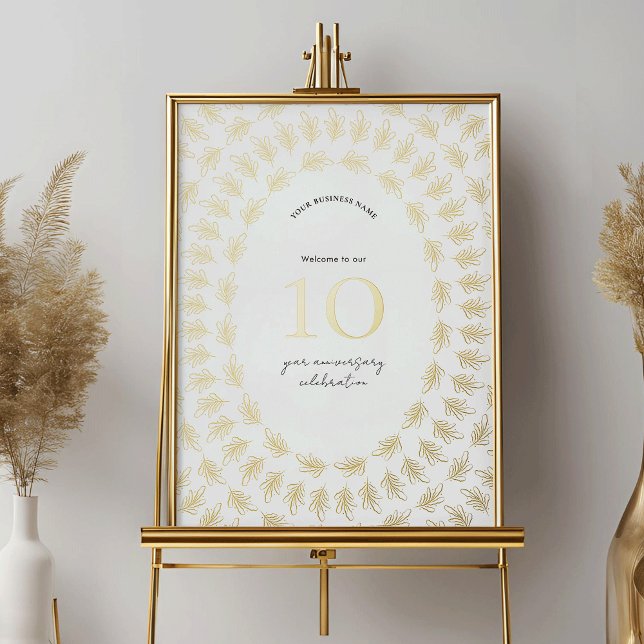 Impresión Metalizada Fiesta de Aniversario de Negocios Elegante Rótulo  (Elegant gold foil business anniversary welcome print - place it in a frame and display as a sign)