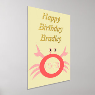 Impresión Metalizada Fiesta de cumpleaños de cangrejo con estrella de c