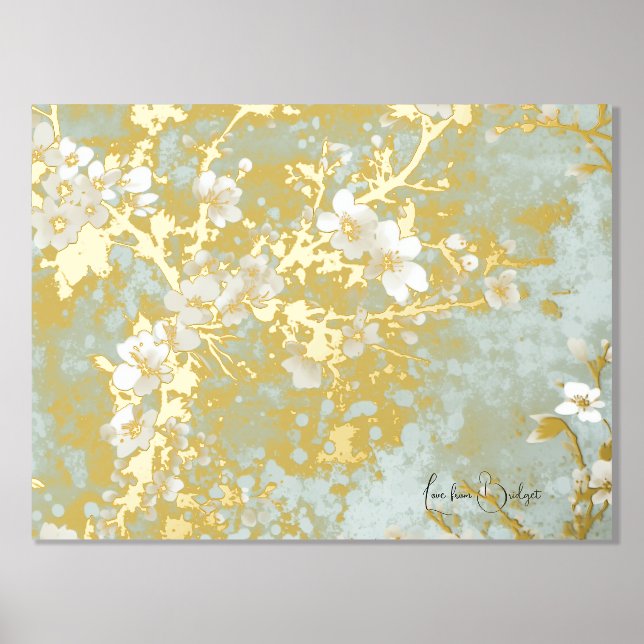 Impresión Metalizada flor de cerezo moderno abstracto de oro de lujo (Anverso)