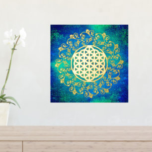 Impresión Metalizada Flor De Vida - Ornamentos Vintage Mandala 1