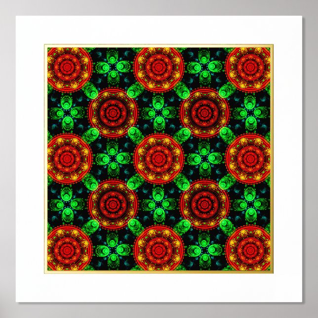 Impresión Metalizada Floral Modern Boho Elegant Abstract Pattern #504 (Anverso)