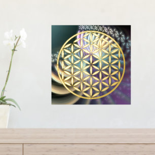 Impresión Metalizada FLORES DE LA VIDA - Símbolo sagrado de geometría c