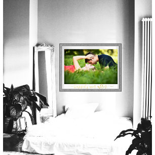 Impresión Metalizada Foto De Pareja Feliz Para Siempre Después Del Boda