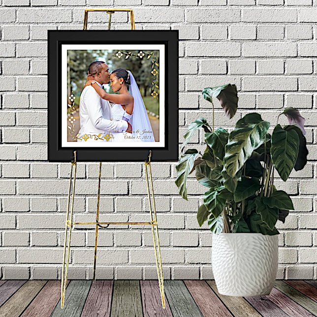 Impresión Metalizada Foto de Personalizado de Boda de borde floral (Subido por el creador)