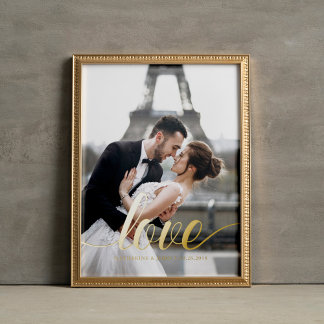 Impresión Metalizada Foto superpuesta de "Amor" con letra elegante