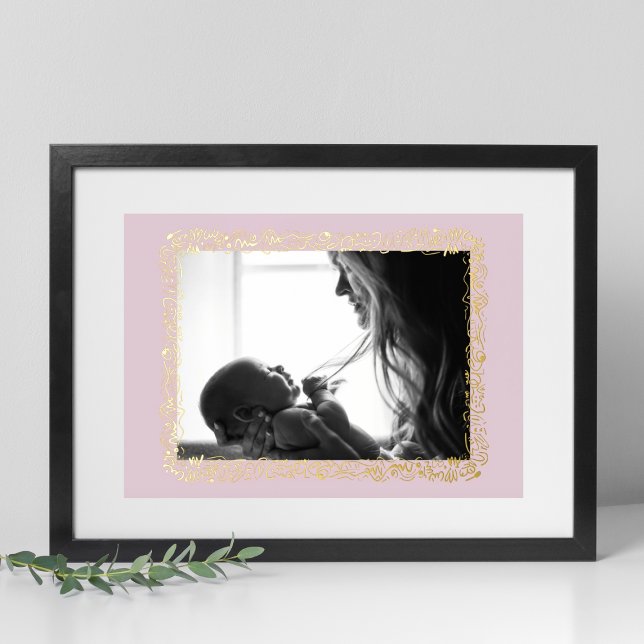 IMPRESIÓN METALIZADA FRAME DE FOTOGRAFÍA DE DOODLE ELEGANTE DE ORO ROJO (Subido por el creador)