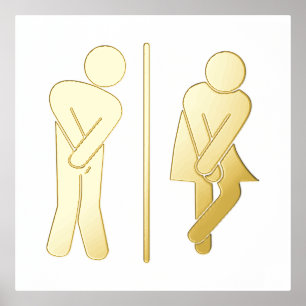 Impresión Metalizada Funny Rótulo de baño Unisex