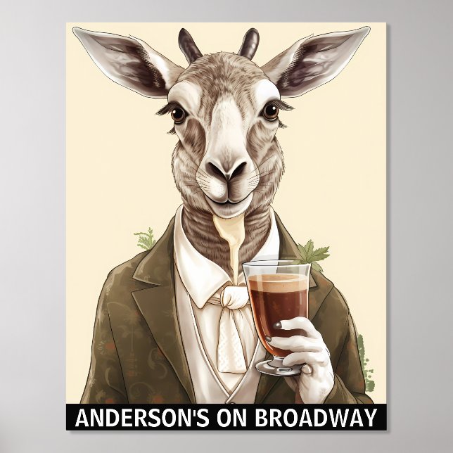 Impresión Metalizada Graciosa cerveza de cabra amante de los animales P (Anverso)