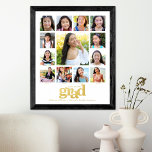 Impresión Metalizada Graduación blanca K-12 Collage de fotos negrita or<br><div class="desc">Estar orgulloso, alegrarse y mostrar este hito de tu grado favorito. Crea este elegante, simple, moderno, personalizado poster de collage de notas K - 12 para un gran placer. Una divertida y divertida imagen de la tipografía de Relieve metalizado de oro audaz, gráfica, real, junto con su nombre, año de...</div>