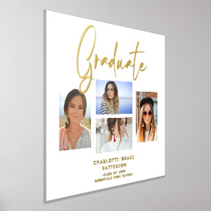 Impresión Metalizada Graduado Elegante Script Multifoto Graduado