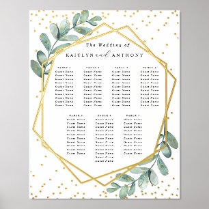 Impresión Metalizada Gráfica de asientos del Boda geométrico Eucalyptus