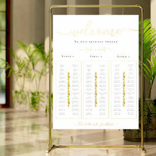 Impresión Metalizada Gráfico de Asientos de Boda de Cítricos de Limón y