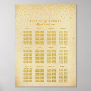 Impresión Metalizada Gráfico de asientos de Boda de confetti de oro de 