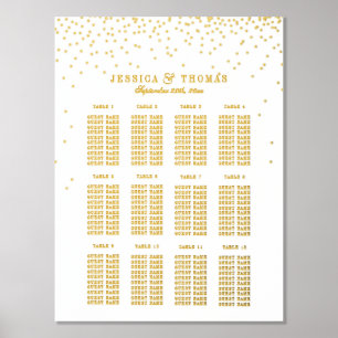 Impresión Metalizada Gráfico de asientos de Boda de confetti de oro de