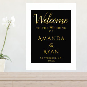 Impresión Metalizada Guión de bienvenida elegante simple boda oro