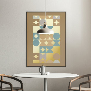 Impresión Metalizada Hip Resumen Círculos Industrial Fusion Art Gold