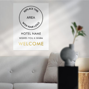 Impresión Metalizada Hotel Name Logo Welcome Luury Real Foil Prints