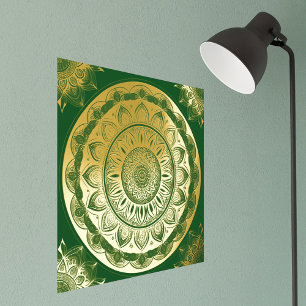 Impresión Metalizada Ilustracion Glam Green Gold Mandala