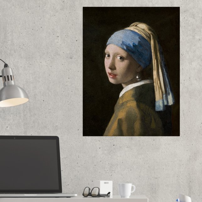 Impresión Metalizada Johannes Vermeer, Chica de Pearl Earring (In situ (Escritorio 2))