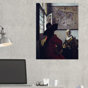 Impresión Metalizada Johannes Vermeer, Funcionario Y Chica Ridículo