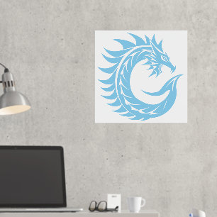 Impresión Metalizada Letra C con estilo dragón, alfabeto dragón, monogr