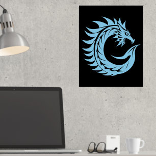 Impresión Metalizada Letra C con estilo dragón, alfabeto dragón, monogr