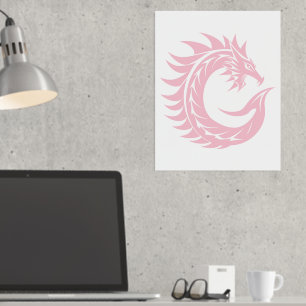 Impresión Metalizada Letra C con estilo dragón, alfabeto dragón, monogr