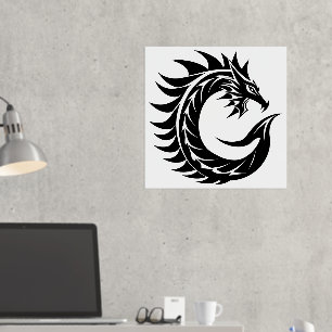 Impresión Metalizada Letra C con estilo dragón, alfabeto dragón, monogr