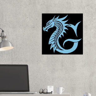 Impresión Metalizada Letra con estilo dragón G, alfabeto dragón, monogr